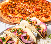 Street Tacos & BBQ Chicken Pizza at Incognito Cafe