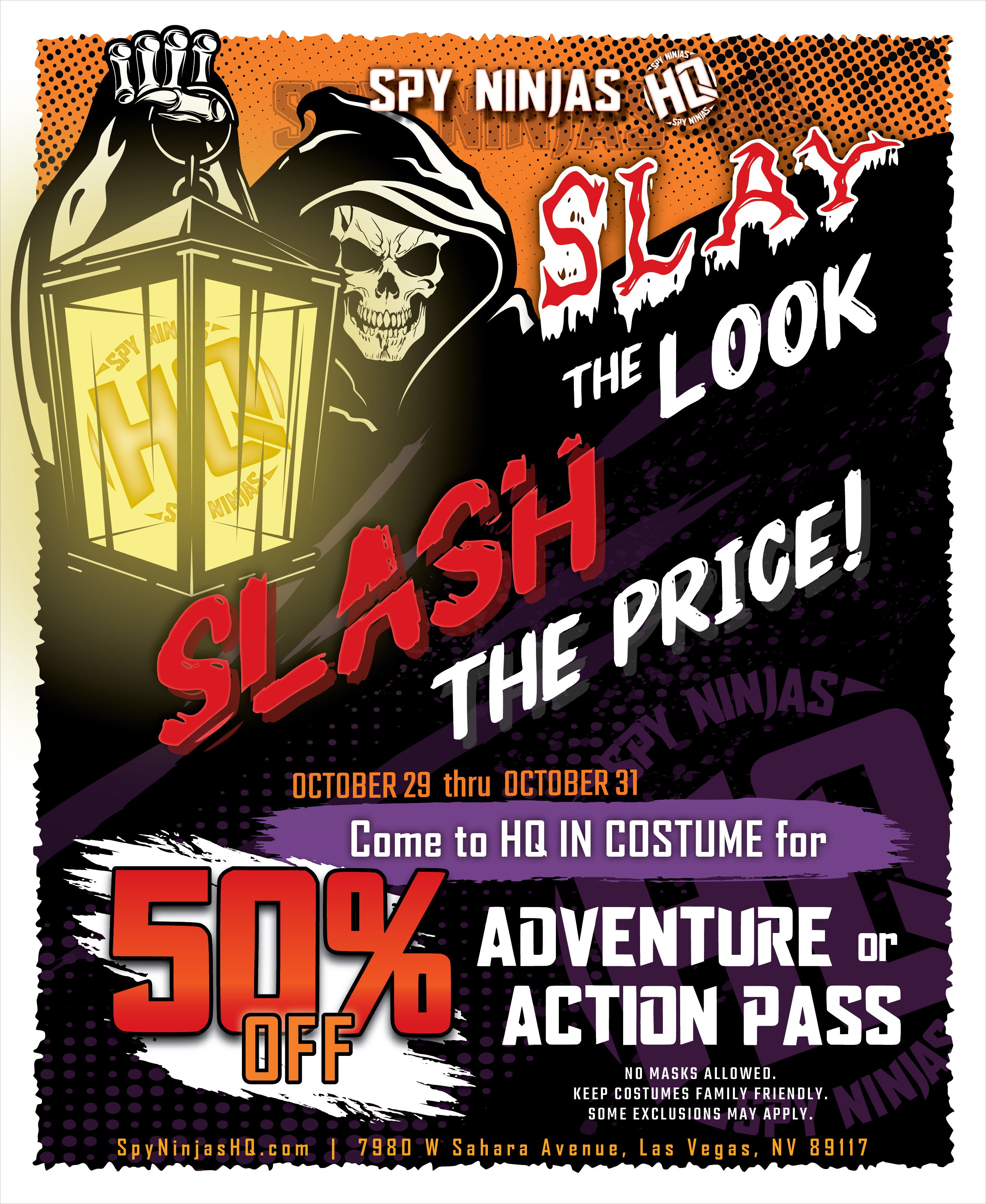 Suit up and save on Halloween at Spy Ninjas HQ